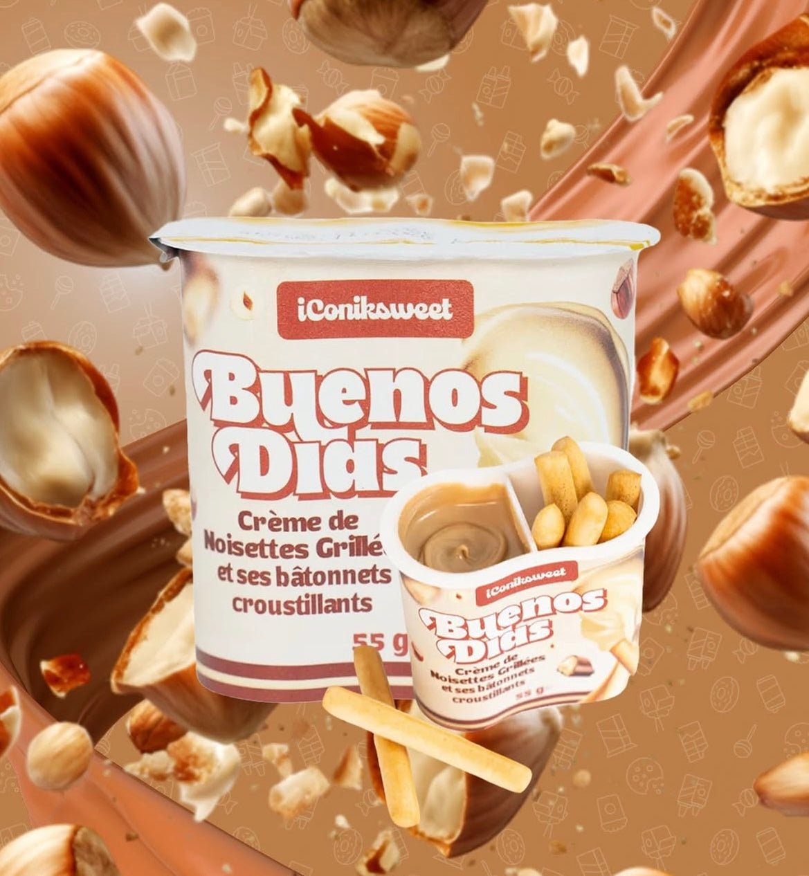 Buenos Dias crème de noisette Kinder et bâtonnets / 55g